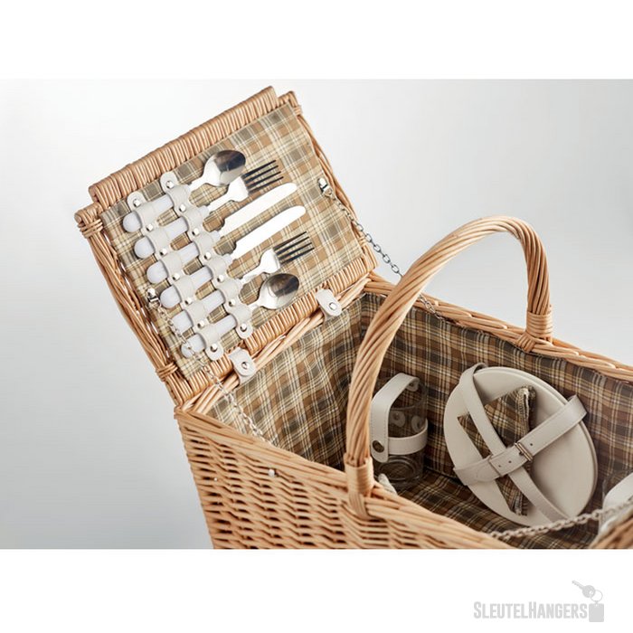 4-persoons rotan picknickmand Mimbre plus hout