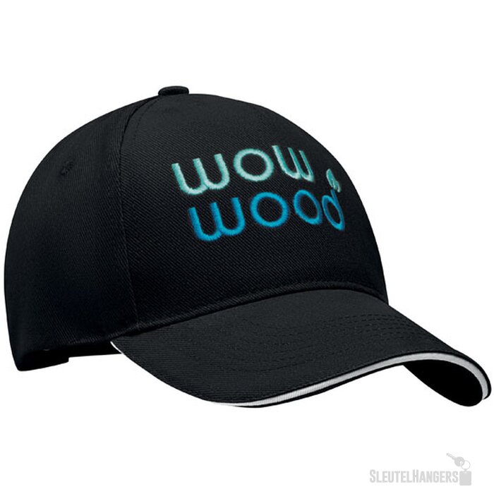 5 panelen baseballpet Long beach singa Wit/Zwart