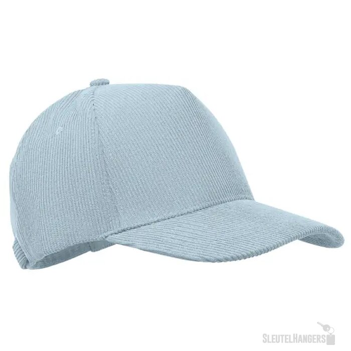 5 panelen corduroy baseballcap Wale Lichtblauw