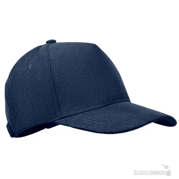 5 panelen corduroy baseballcap Wale Blauw
