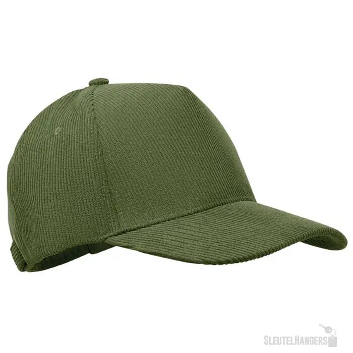 5 panelen corduroy baseballcap Wale Legergroen