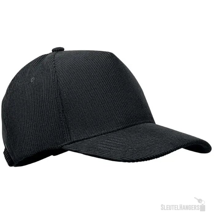 5 panelen corduroy baseballcap Wale Zwart