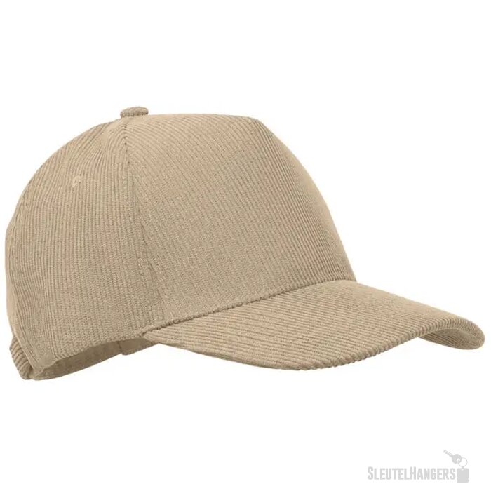 5 panelen corduroy baseballcap Wale Beige