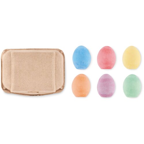 6 krijteieren in doosje Tamago beige