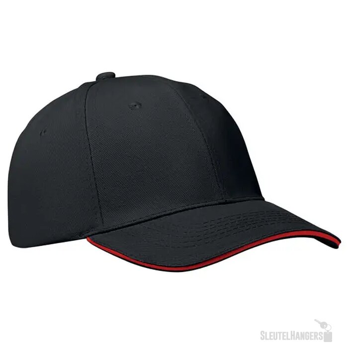 6 panelen baseballpet Buffalo Zwart/Rood