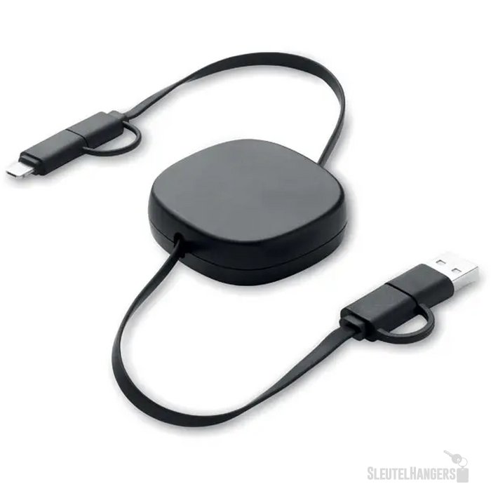 60w uittrekbare oplaadkabel Linea zwart