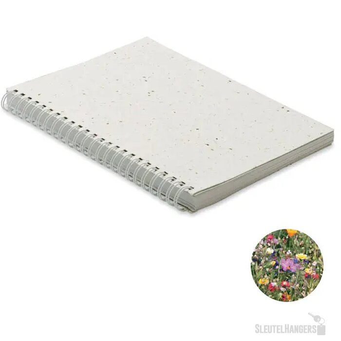 A5 notitieboekje zaadpapier Seed ring Wit