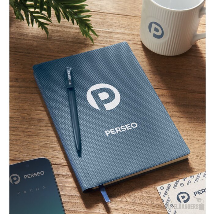 A5 pu notitieboek met pen Nota marineblauw