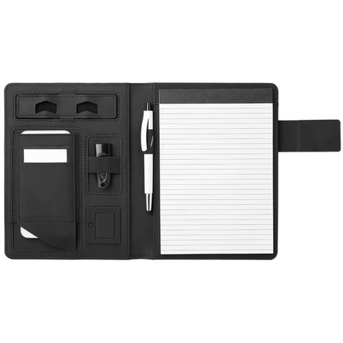 A5 schrijfmap met powerbank Powernoty Zwart