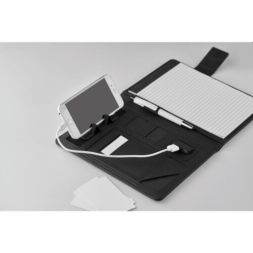A5 schrijfmap met powerbank Powernoty Zwart