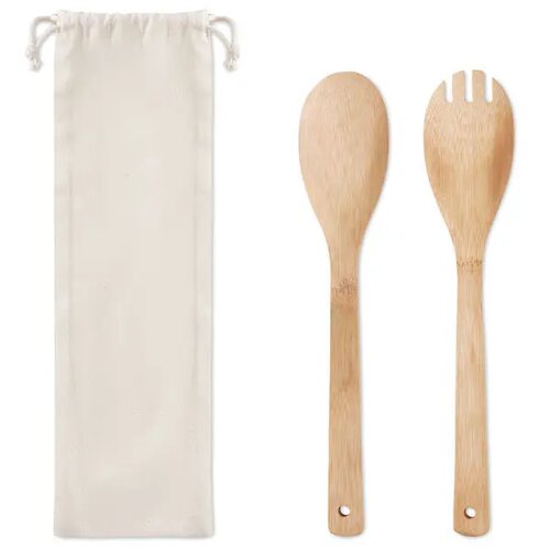 Bamboe saladebestek Mayen set beige