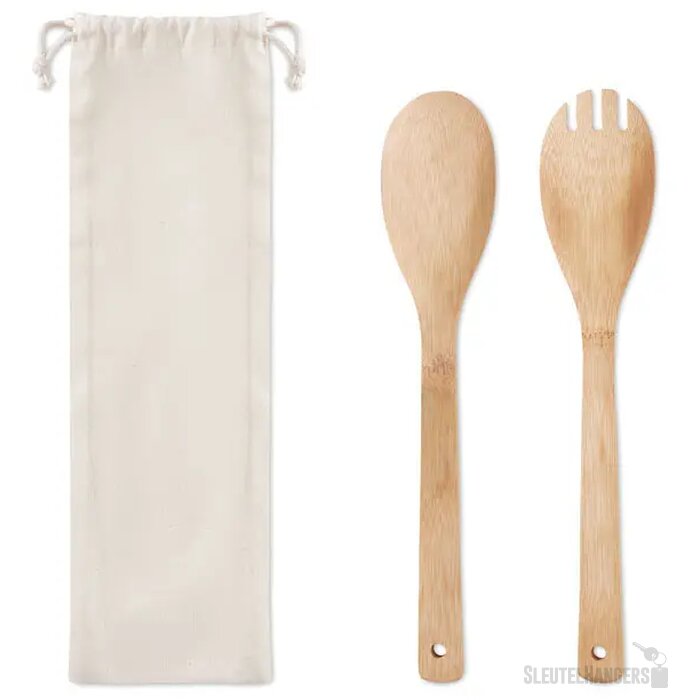 Bamboe saladebestek Mayen set beige