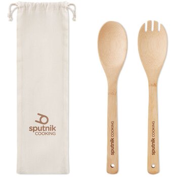 Bamboe saladebestek Mayen set beige