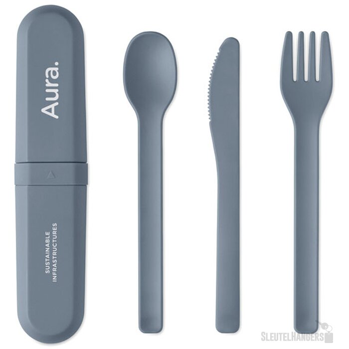 Bestekset en koker in pla Biteful petrol