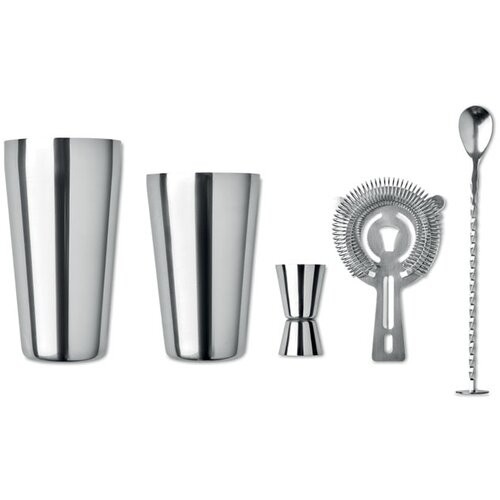 Cocktail set Boston glanzend zilver