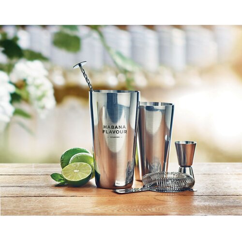 Cocktail set Boston glanzend zilver