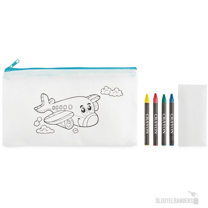 Etui met 4 krijtjes Cray babyblauw