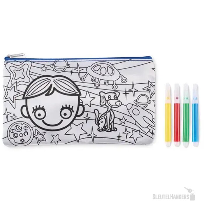 Etui met stiften Kiddo royal blauw