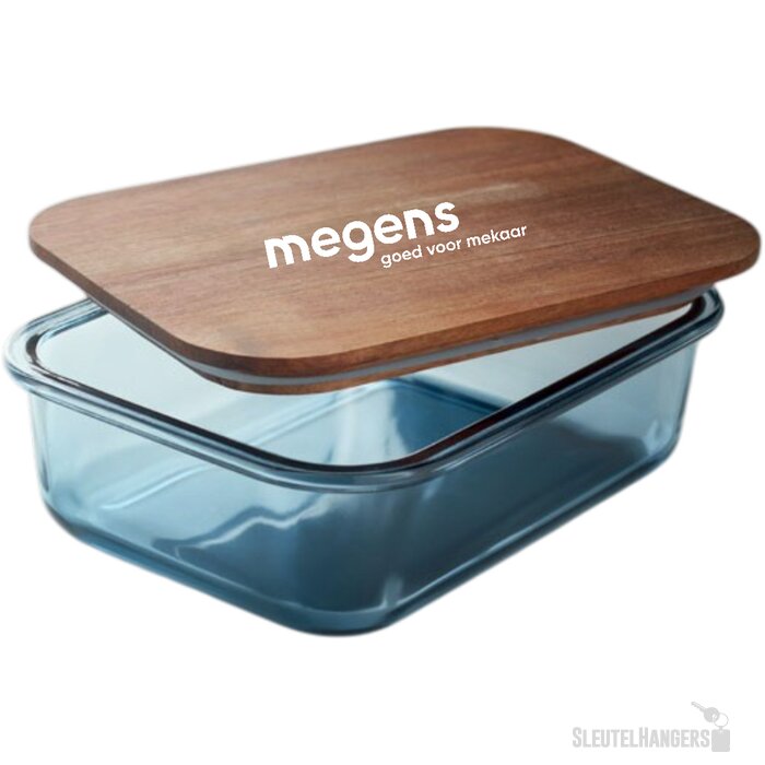 Glazen lunchbox 800ml Vitrio lunch transparant blauw