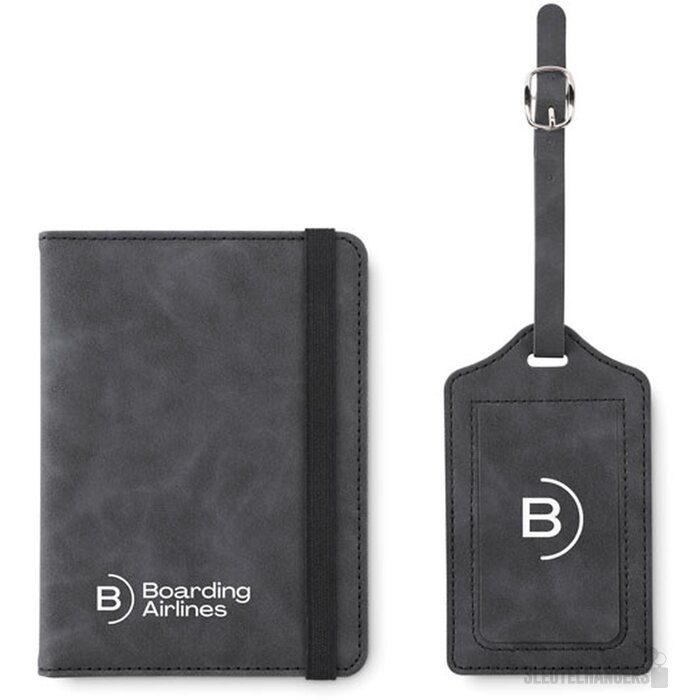 Paspoort en bagagelabel set Jettag Grijs