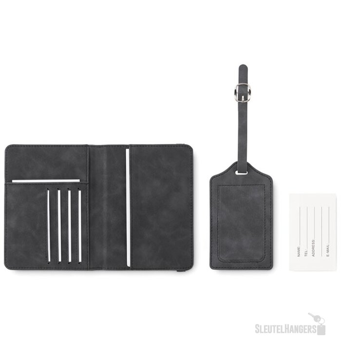 Paspoort en bagagelabel set Jettag Grijs