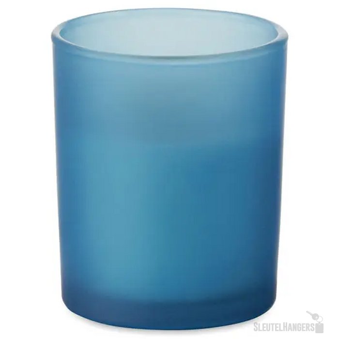 Plantaardige waskaars 80gr Kivas wood blauw