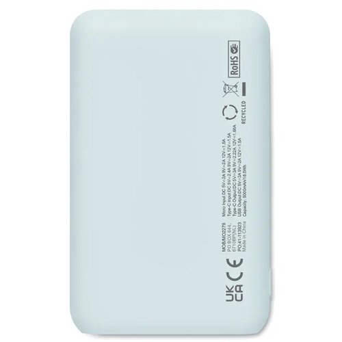 Powerbank 5000 mah Power52c babyblauw 5.000 mAh