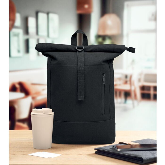Rolltop 15 inch laptop rugzak Koper roll zwart