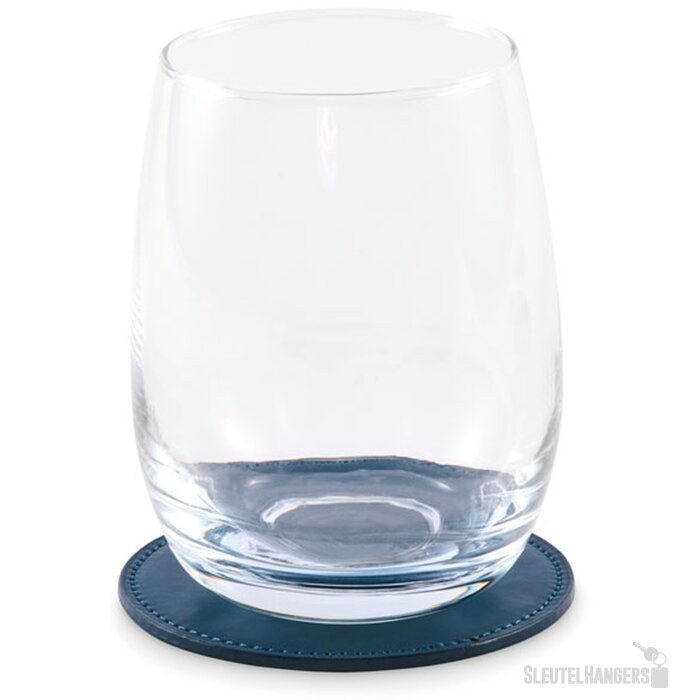 Ronde onderzetter in pu Posa marineblauw