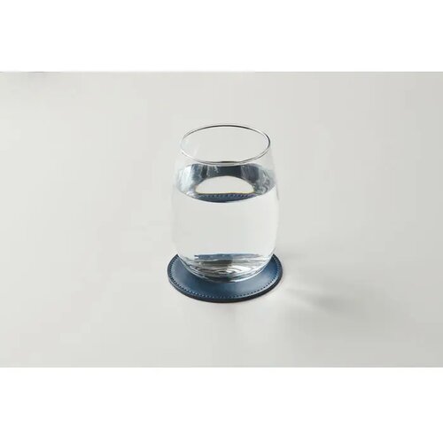 Ronde onderzetter in pu Posa marineblauw
