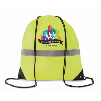 Rugzak met koord Stripe neon geel