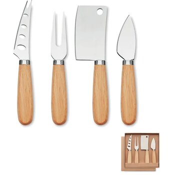 Set van 4 kaasmessen Camembert hout