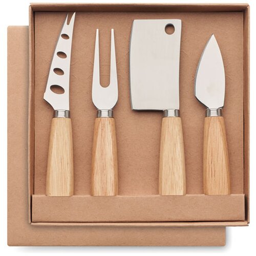 Set van 4 kaasmessen Camembert hout