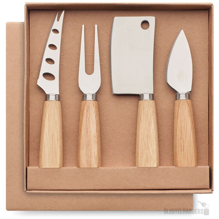 Set van 4 kaasmessen Camembert hout