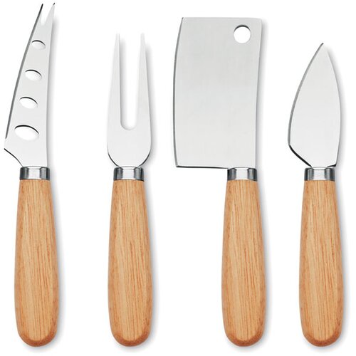 Set van 4 kaasmessen Camembert hout