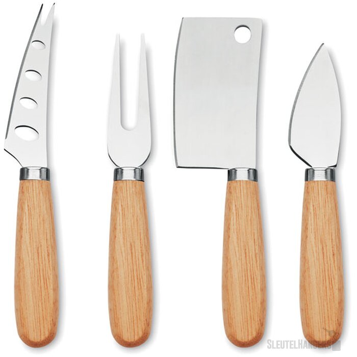 Set van 4 kaasmessen Camembert hout