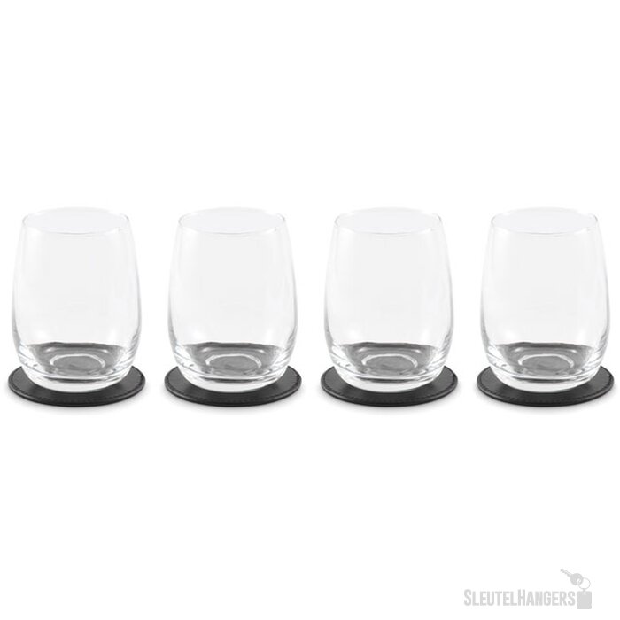 Set van 4 pu onderzetters Posa set Zwart