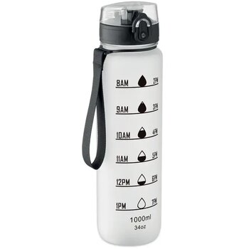 Sportwaterfles rpet 1l Isforden mark transparant wit