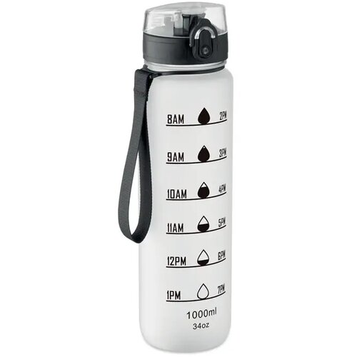 Sportwaterfles rpet 1l Isforden mark transparant wit