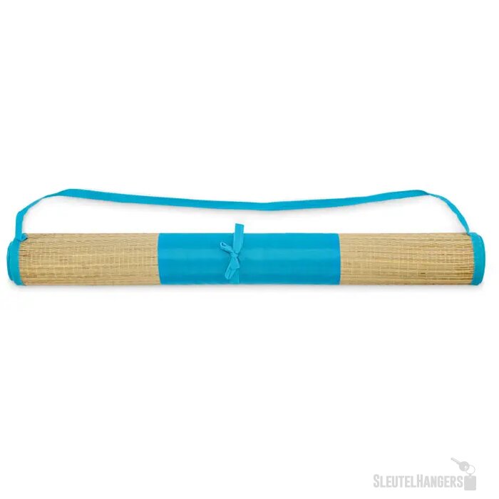 Strandmat van natuurlijk stro Rafia turquoise