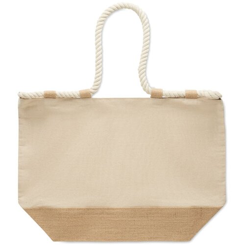 Strandtas canvas/jute Makenke beige