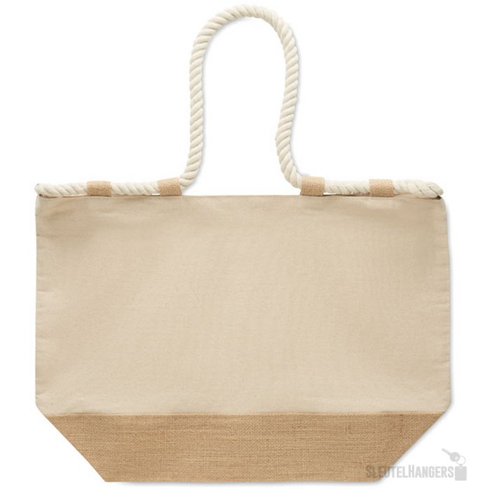 Strandtas canvas/jute Makenke beige