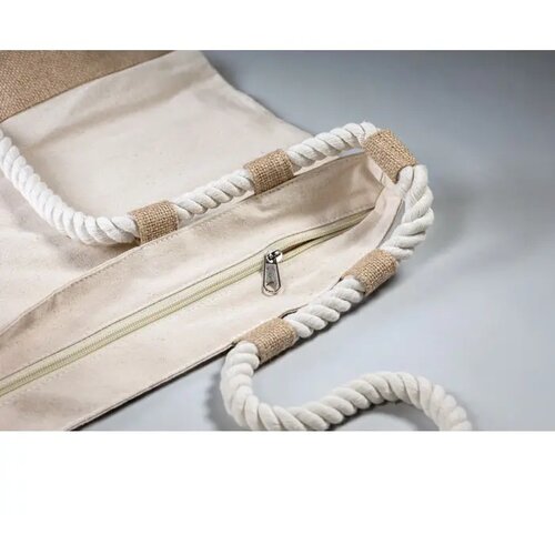 Strandtas canvas/jute Makenke beige