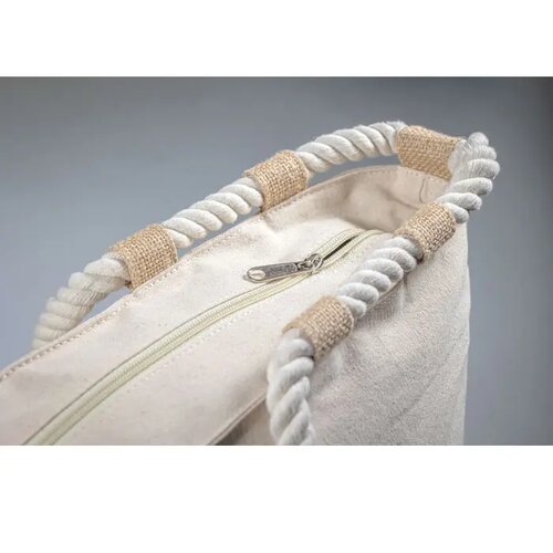 Strandtas canvas/jute Makenke beige