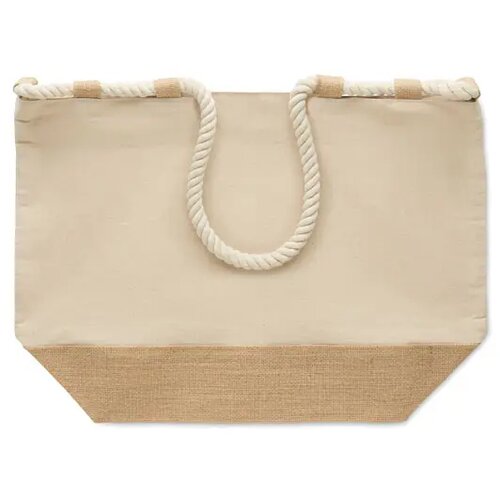 Strandtas canvas/jute Makenke beige