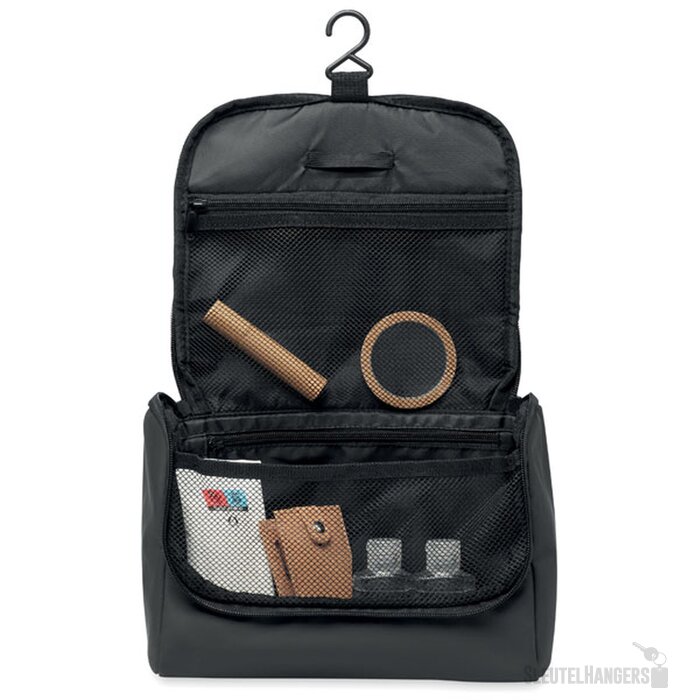 Toilettas met ophanghaak in pu Away zwart