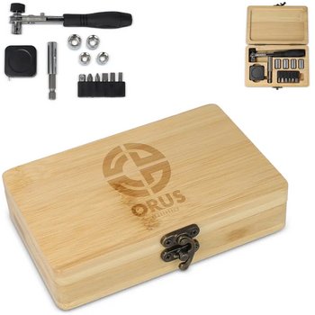 13-delige gereedschapsset in bamboe doos natuur