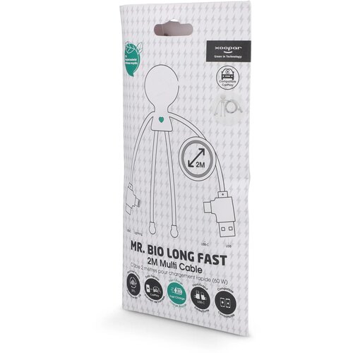 2092 - Xoopar Mr Bio Long 60 W PD Multi Oplaadkabel 2 Meter wit