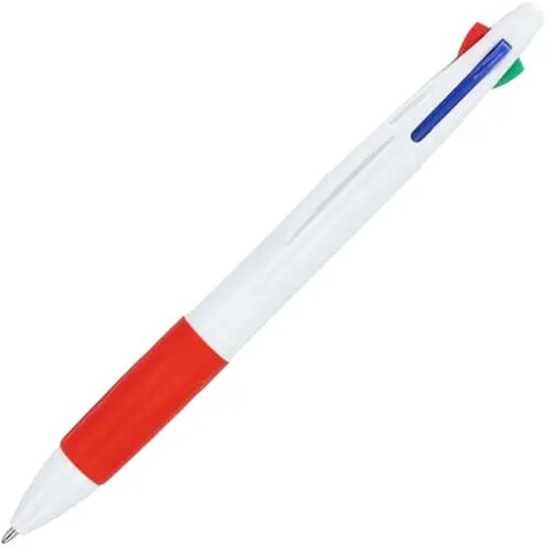 4-kleuren balpen met grip wit / rood