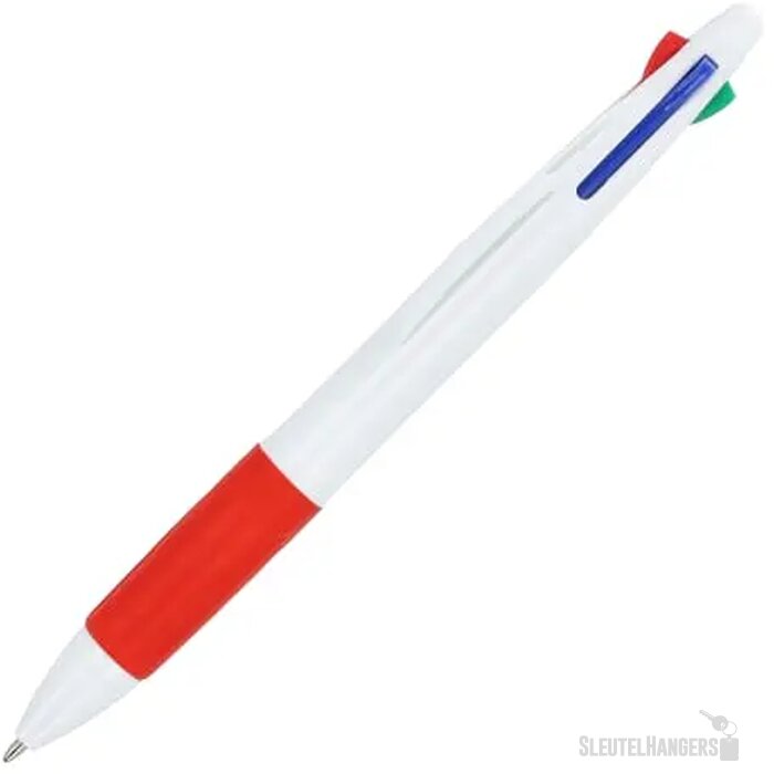 4-kleuren balpen met grip wit / rood